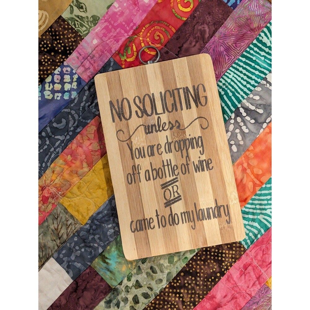 No soliciting painted wood sign with metal hanger brand new